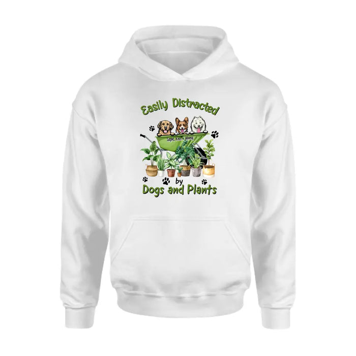 Easily Distracted By Dogs and Plants - Personalized Gifts Custom Gardening Shirt for Dog Mom, Gardeners