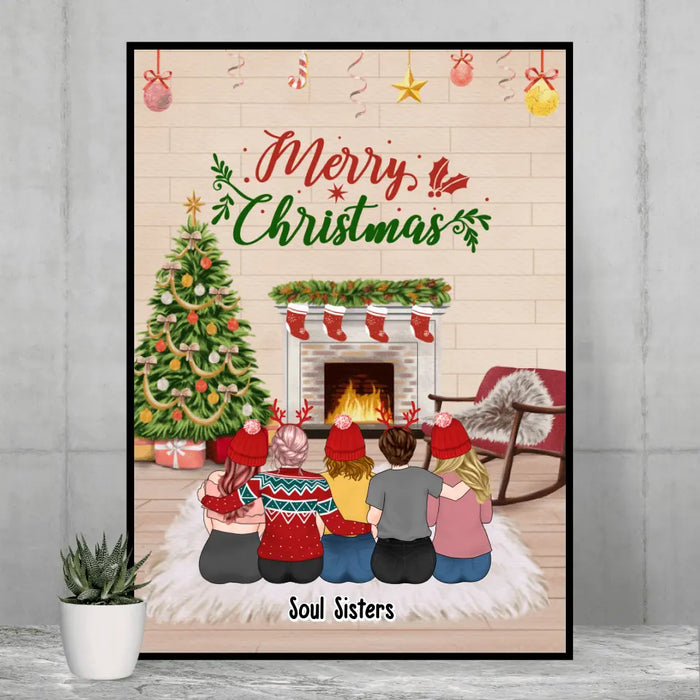 Personalized Poster, Merry Christmas Girls, Xmas Gift for Sisters, Best Friends