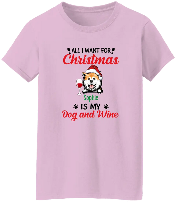 Personalized Shirt, All I Want For Christmas Is My Dogs And Wine, Christmas Gift for Dog Lovers