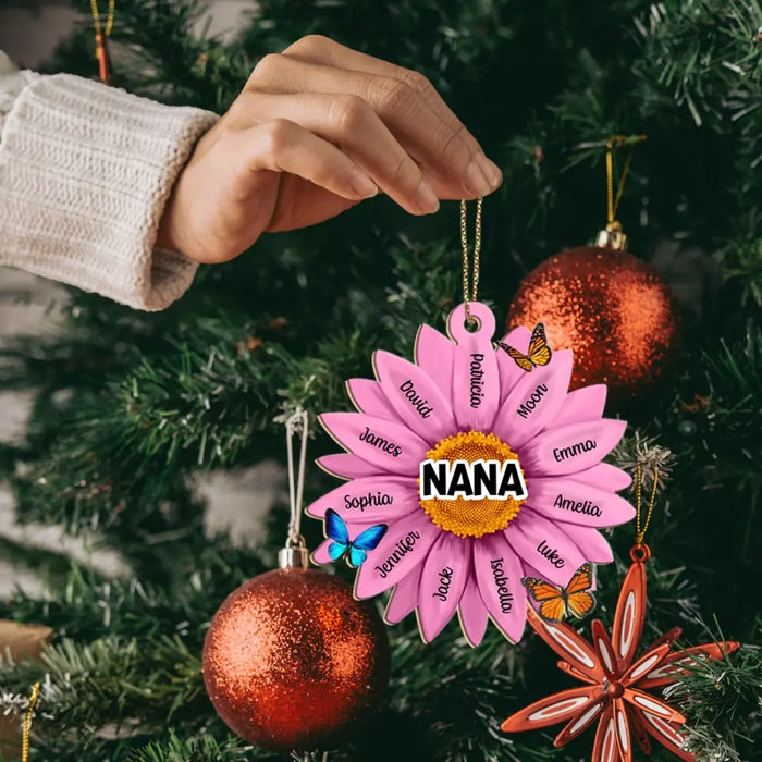Custom Name Sunflower Colorful - Personalized Gifts Custom Wooden Ornament for Mom Grandma Mimi Nana