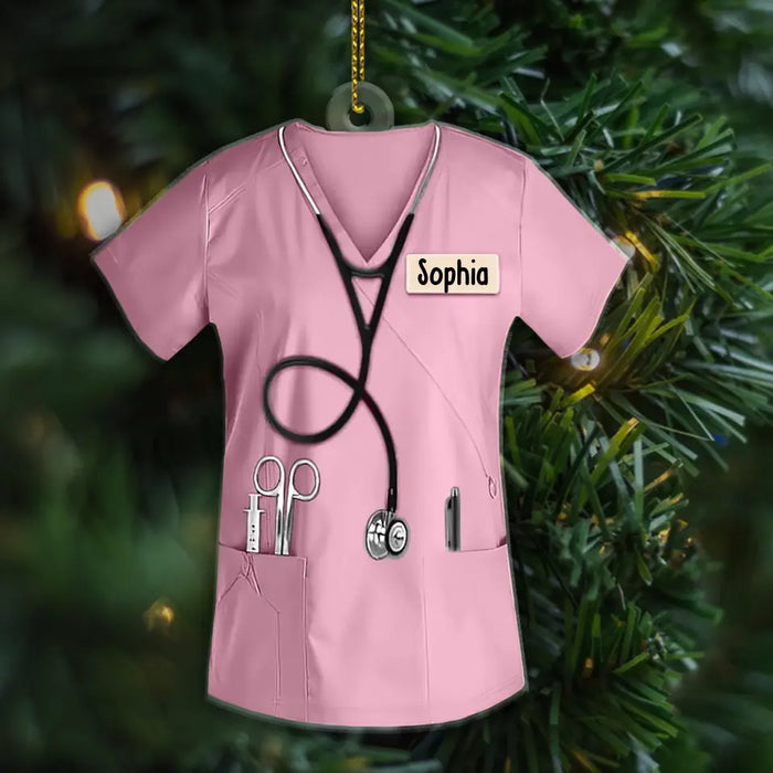 Personalized Nurse Uniform Acrylic Ornament, Custom Nurse Ornament, Christmas Ornament For Nurses
