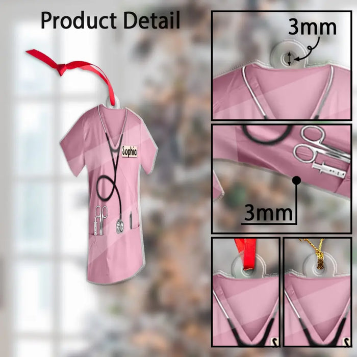 Personalized Nurse Uniform Acrylic Ornament, Custom Nurse Ornament, Christmas Ornament For Nurses