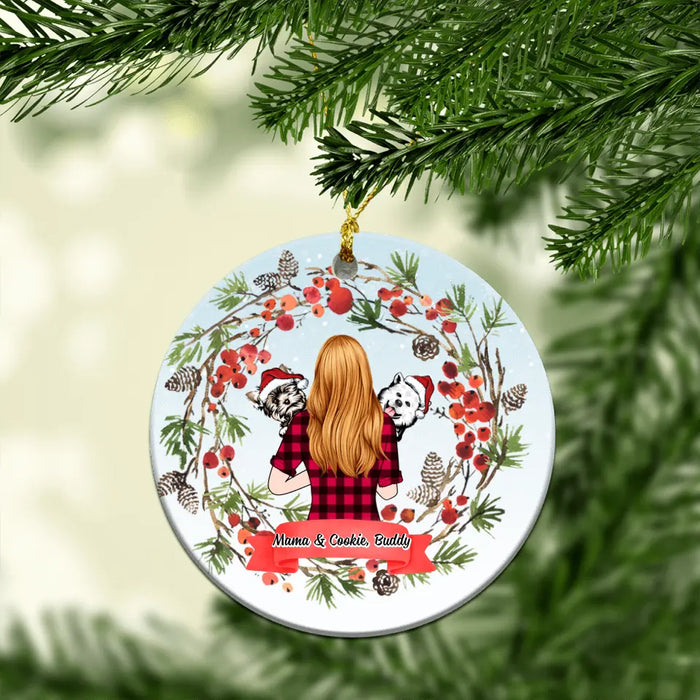 Girl Holding Dogs - Christmas Personalized Gifts for Custom Dog Ornament, Ideal for Dog Mom and Dog Lovers