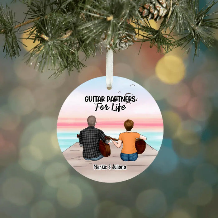 Personalized Ornament, Guitar Couple, Parent and Kid, Gift For Guitar Lovers