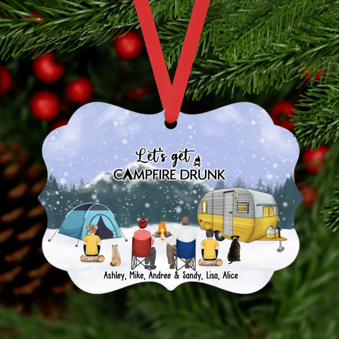 Let's Get Campfire Drunk - Personalized Gifts Custom Christmas Ornament For Family, Camping Lovers