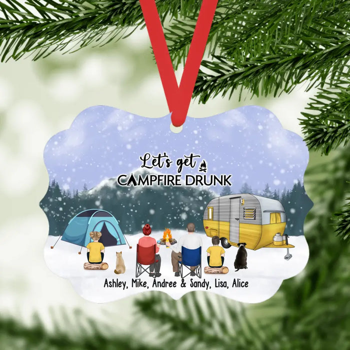 Let's Get Campfire Drunk - Personalized Gifts Custom Christmas Ornament For Family, Camping Lovers