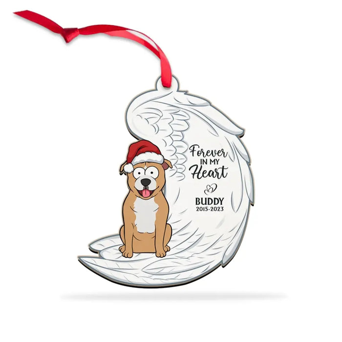 Forever In My Heart Angel Wings - Personalized Gifts Custom Wooden Ornament For Loss of Dog, Dog Loss Sympathy Gifts