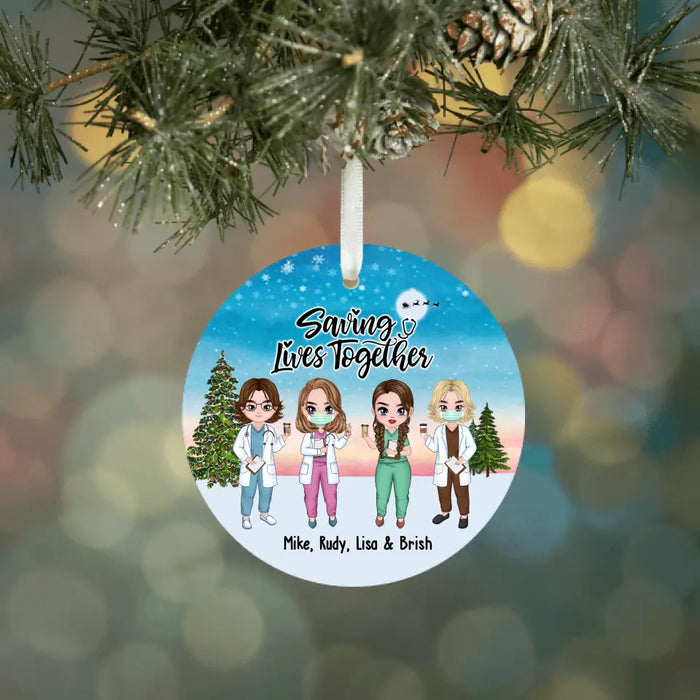 Nursing Is A Work Of Heart - Personalized Gifts Custom Ornament For Co-Workers, Nurse Colleague Christmas Gifts