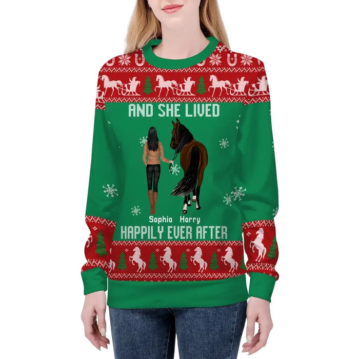 Just A Girl Who Loves Horses - Personalized Custom Unisex Ugly Christmas Sweater, Christmas Gift For Horse Lovers
