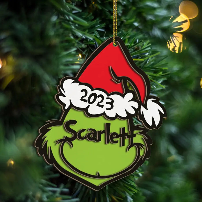Merry Grinchmas 2023 - Personalized Christmas Gifts Custom 2 Layered Piece Wooden Ornament For Grinch Family