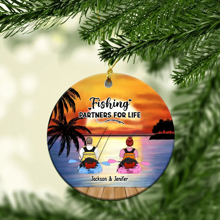 Fishing Partners For Life - Personalized Gifts Custom Ornament For Friends For Couples, Kayak Fishing Lovers