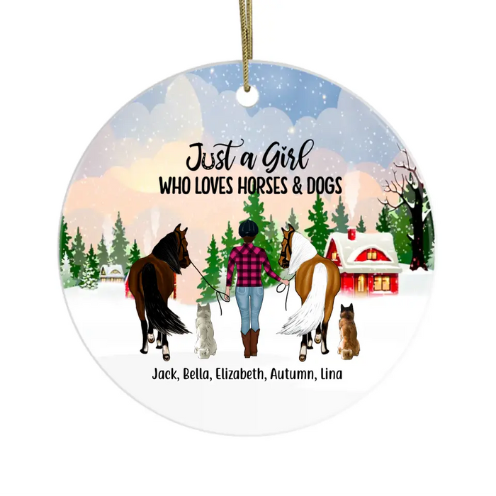 Just a Girl Who Loves Horses and Dogs - Personalized Ornament- Christmas Gifts For Horse and Dog Lovers