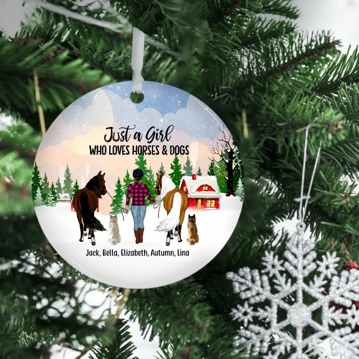 Just a Girl Who Loves Horses and Dogs - Personalized Ornament- Christmas Gifts For Horse and Dog Lovers