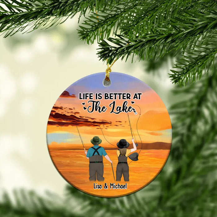 Life Is Better At The Lake - Personalized Gifts Custom Ornament For Couples, Fly Fishing Lovers