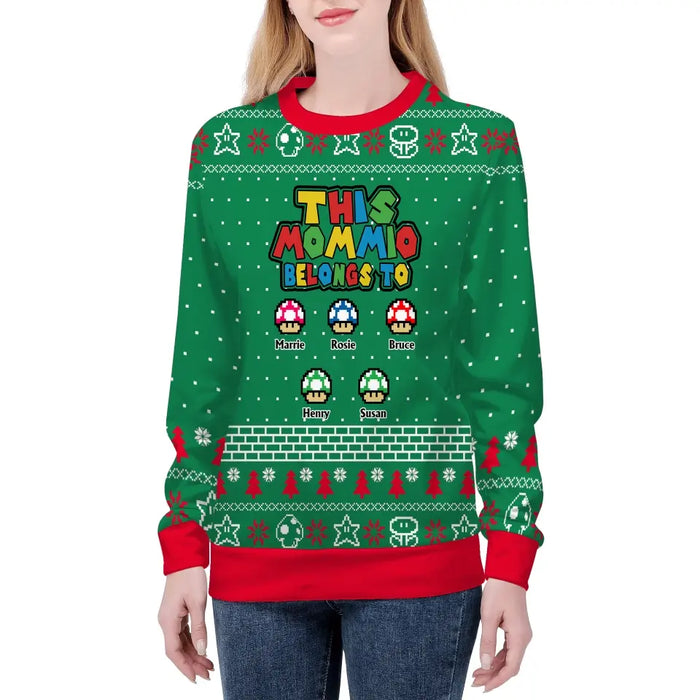 This Mommio Belongs To Funny Mushroom Family - Personalized Custom Unisex Ugly Christmas Sweater, Christmas Gift For Family