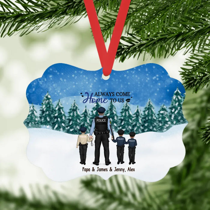 In This Family No One Fights Alone - Personalized Gifts Christmas Custom Ornament For Police Family, Police Officer Gifts