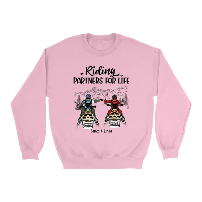 Riding Partners For Life - Personalized Shirt For Couples, Him, Her, Snowmobiling