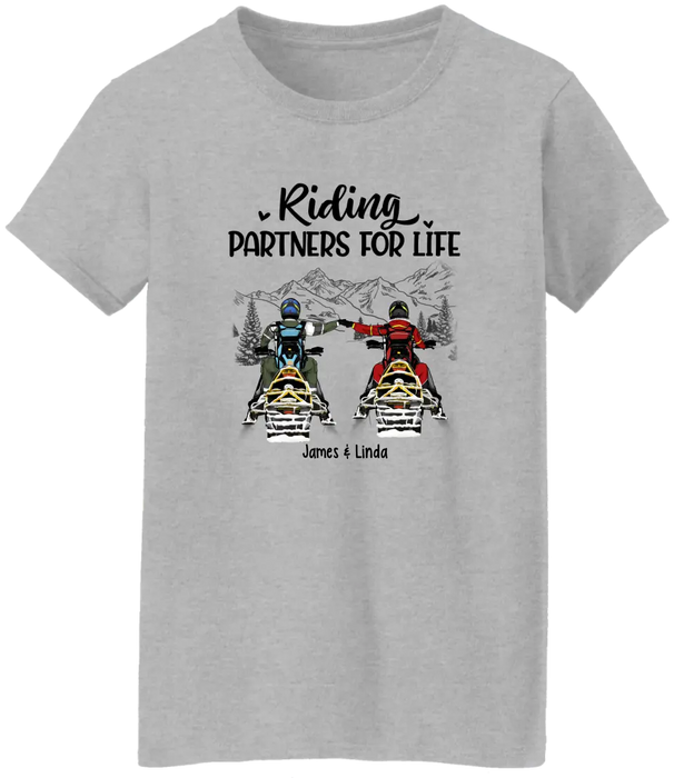 Riding Partners For Life - Personalized Shirt For Couples, Him, Her, Snowmobiling