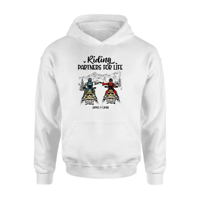 Riding Partners For Life - Personalized Shirt For Couples, Him, Her, Snowmobiling