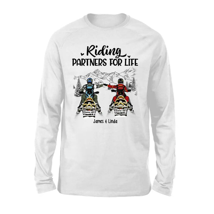 Riding Partners For Life - Personalized Shirt For Couples, Him, Her, Snowmobiling