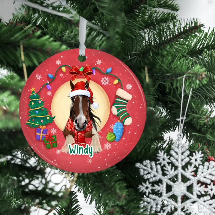 Personalized Ornament, Horse Peeking, Christmas Gift For Horse Lovers