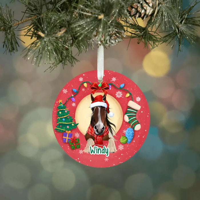 Personalized Ornament, Horse Peeking, Christmas Gift For Horse Lovers
