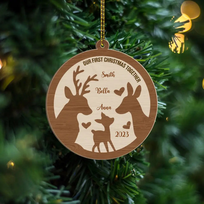 Our First Christmas Together - Personalized Christmas Gifts Custom Layered Ornament For Family, Couples