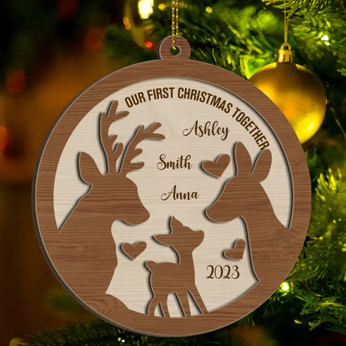 Our First Christmas Together - Personalized Christmas Gifts Custom Layered Ornament For Family, Couples