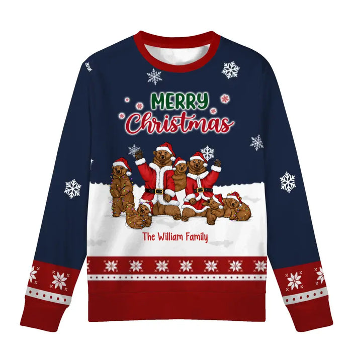 Merry Christmas Bear Family - Personalized Custom Unisex Ugly Christmas Sweater, Christmas Gift For Family
