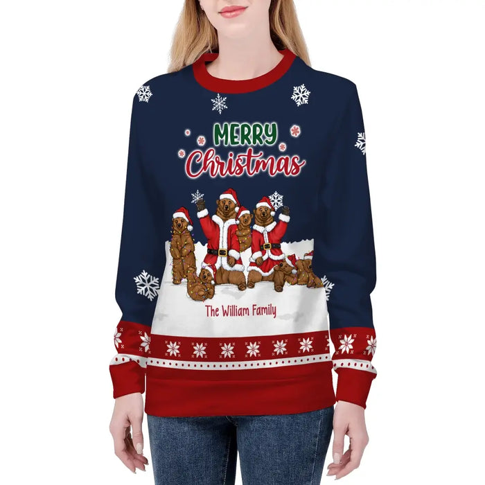 Merry Christmas Bear Family - Personalized Custom Unisex Ugly Christmas Sweater, Christmas Gift For Family