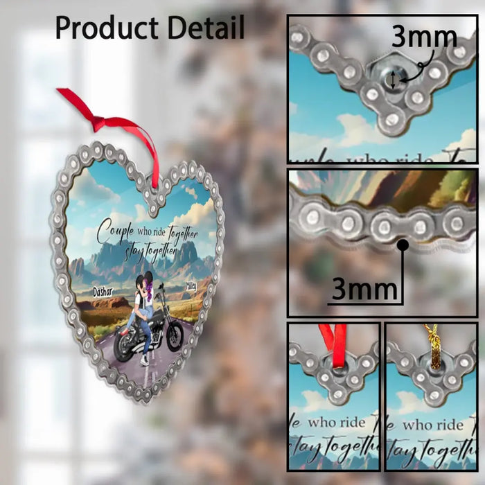 Couple Who Ride Together Stay Together - Personalized Gifts Custom Acrylic Ornament For Couples, Motorcycle Lovers