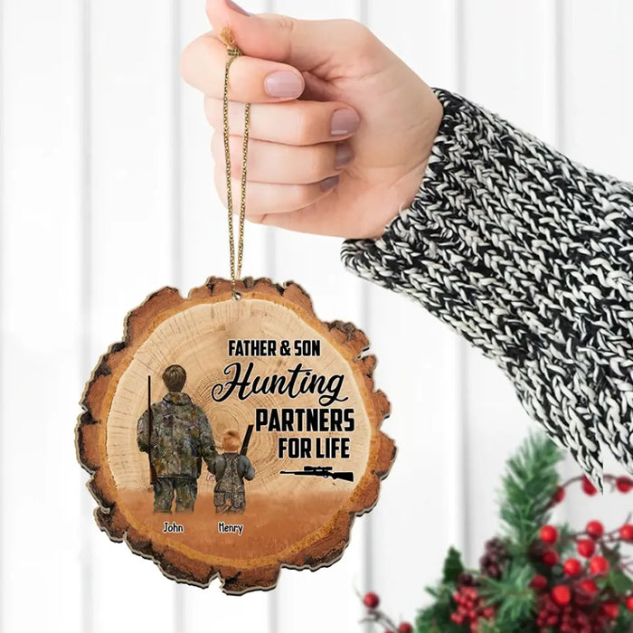 Father & Son Hunting Partners For Life - Personalized Gifts Christmas Custom Wooden Ornament for Family, Hunting Lovers