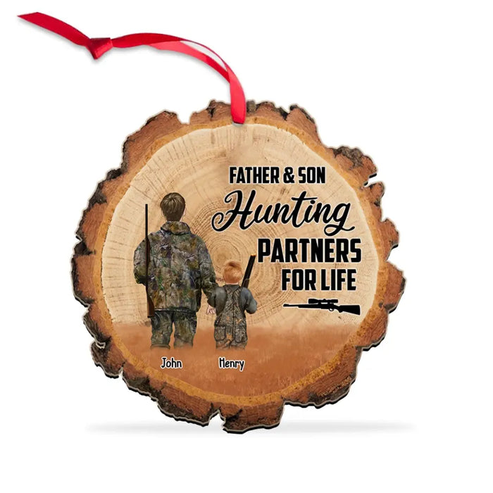 Father & Son Hunting Partners For Life - Personalized Gifts Christmas Custom Wooden Ornament for Family, Hunting Lovers