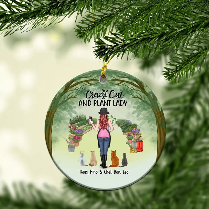 Crazy Cat And Plant Lady - Personalized Gifts Custom Ornament For Her, Cat and Gardening Lovers