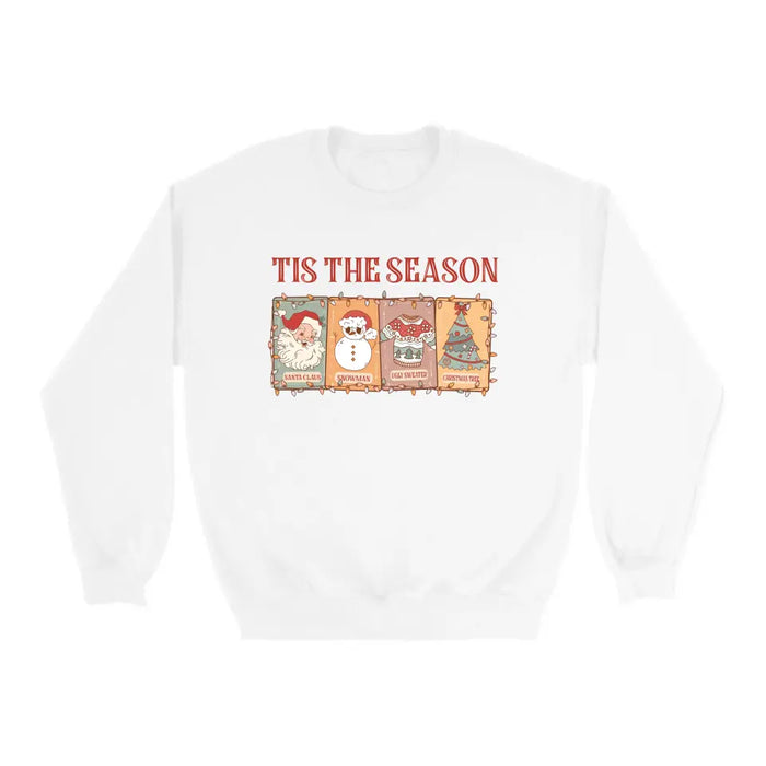 Tis The Season Santa Claus Snowman Christmas Tree Crewneck Sweatshirt, Christmas Sweatshirt
