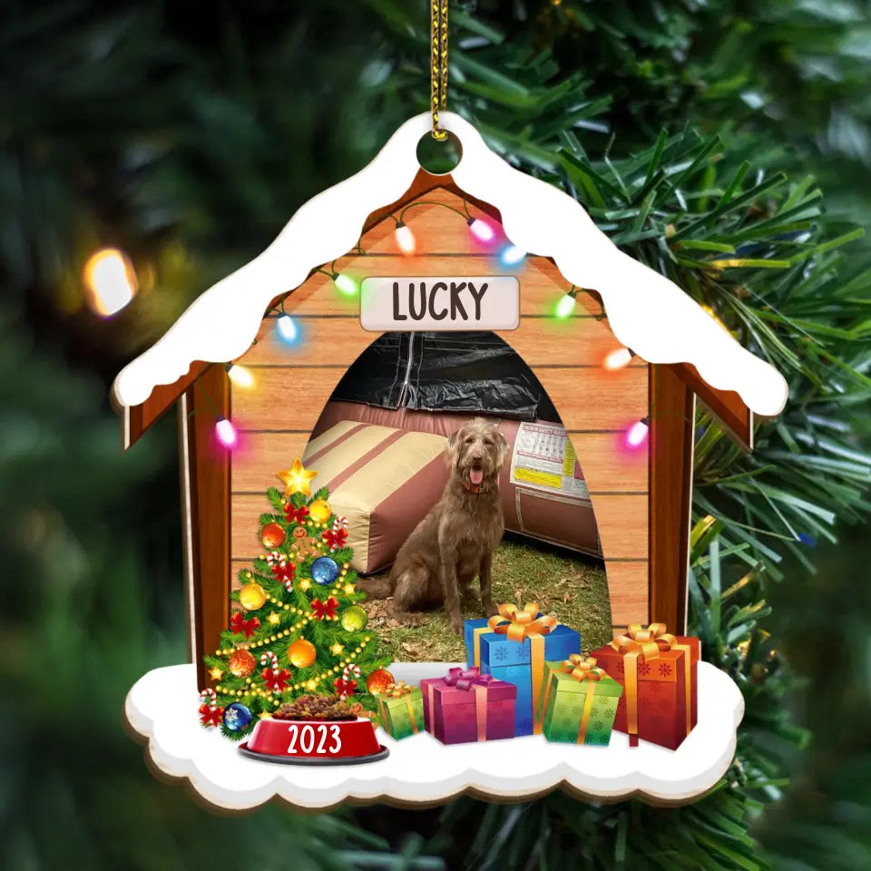 Christmas Dog House Personalized Photo Upload Gifts Custom Wooden Or