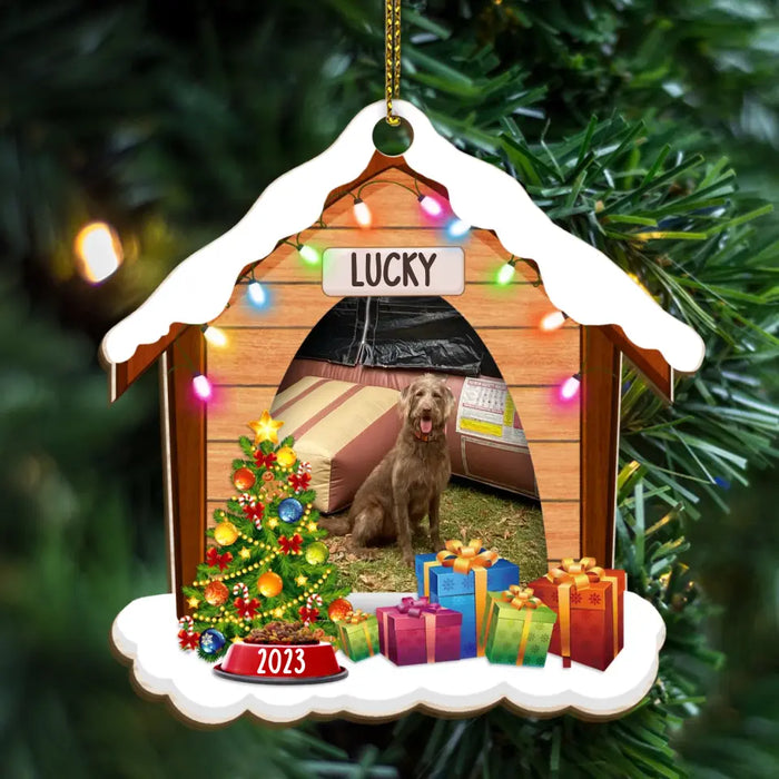 Christmas Dog House - Personalized Photo Upload Gifts Custom Wooden Ornament For Pet Lovers