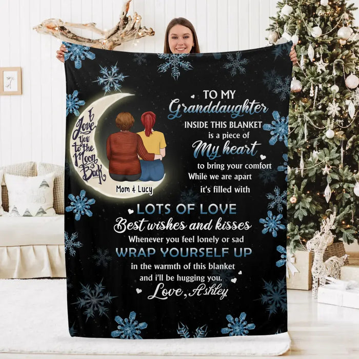 To My Granddaughter, Inside This Blanket Is a Piece of My Heart - Personalized Gifts Custom Blanket for Granddaughter From Grandma