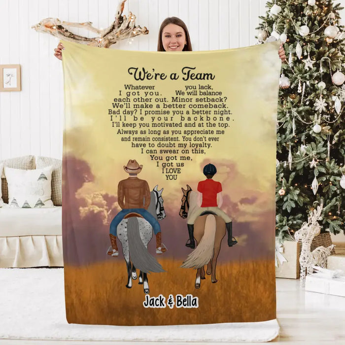 We're A Team Horse Riding Couple - Personalized Gifts Custom Horse Blanket for Couples, Horse Riding Lovers