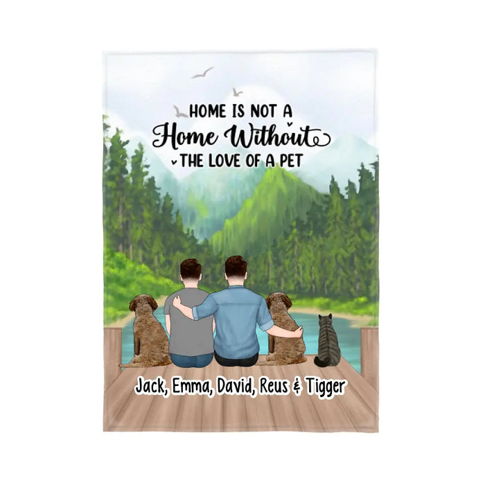Home Is Not a Home Without the Love of a Pet - Personalized Gifts Custom Dog Cat Blanket for Couples, Dog Cat Lovers