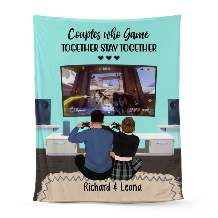 Gaming Partners for Life - Personalized Gifts Custom Game Blanket for Couples, for Her, for Him, Game Lovers