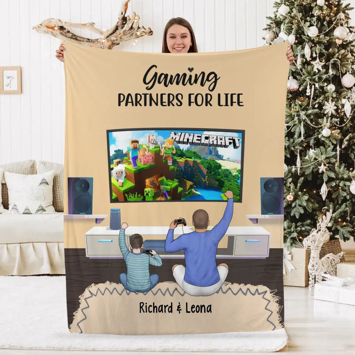 Gaming Partners for Life - Personalized Gifts Custom Game Blanket for Couples, for Her, for Him, Game Lovers