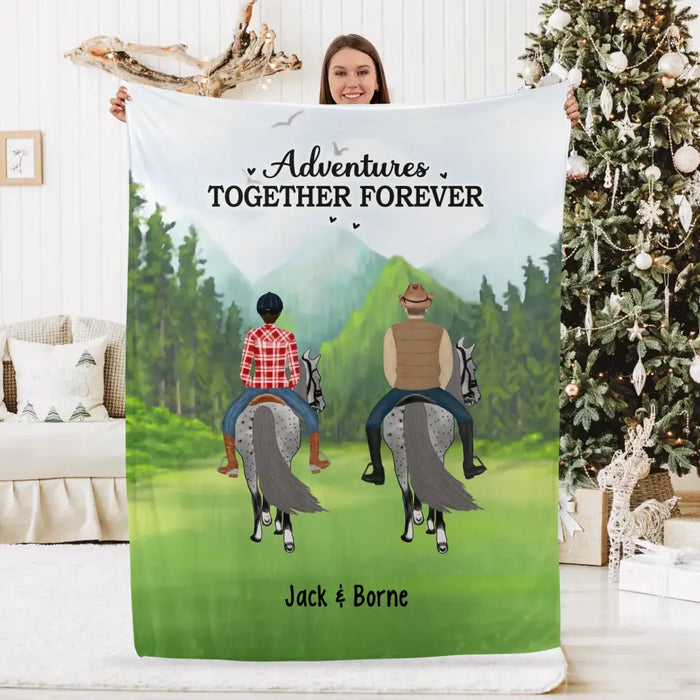 Adventures Together Forever - Personalized Gifts Custom Horse Blanket for Families and Couples, Horse Riding Lovers