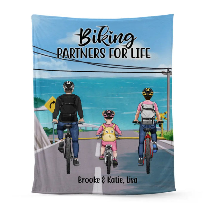 Biking Partners for Life - Personalized Gifts Custom Biking Blanket for Family, Couples, Biking Lovers