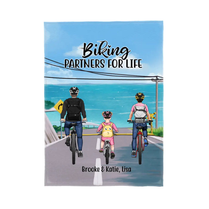 Biking Partners for Life - Personalized Gifts Custom Biking Blanket for Family, Couples, Biking Lovers
