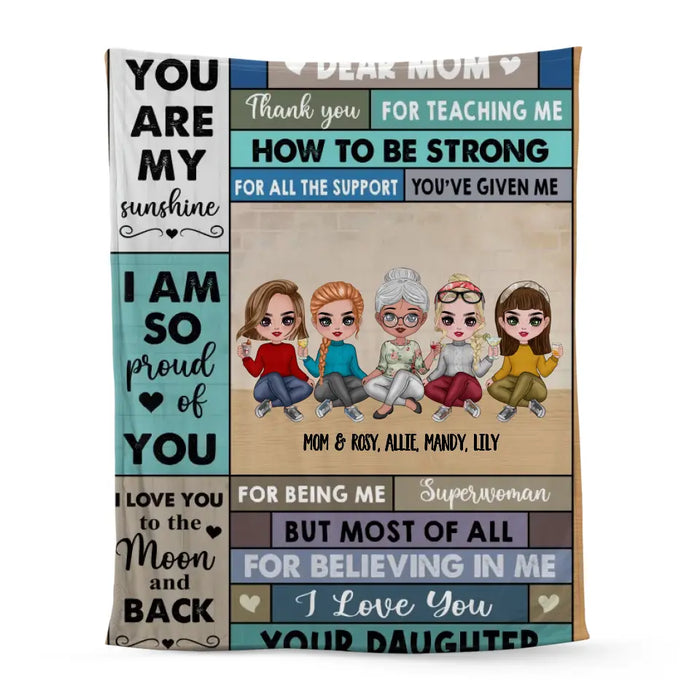 Dear Mom, Thank You for Teaching Me How to Be Strong - Personalized Gifts Custom Blanket for Mom