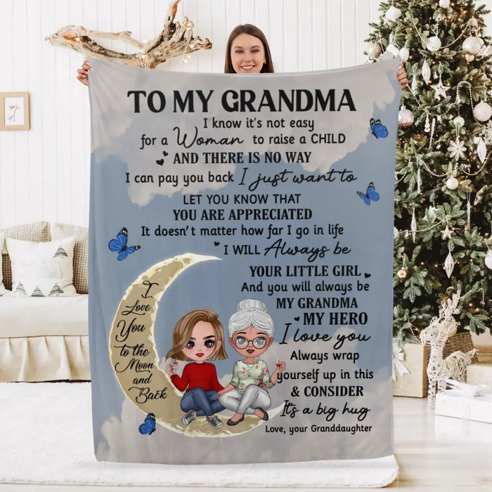 Up To 2 Granddaughters To My Grandma I Know It's Not Easy - Personalized Blanket For Her, Grandma