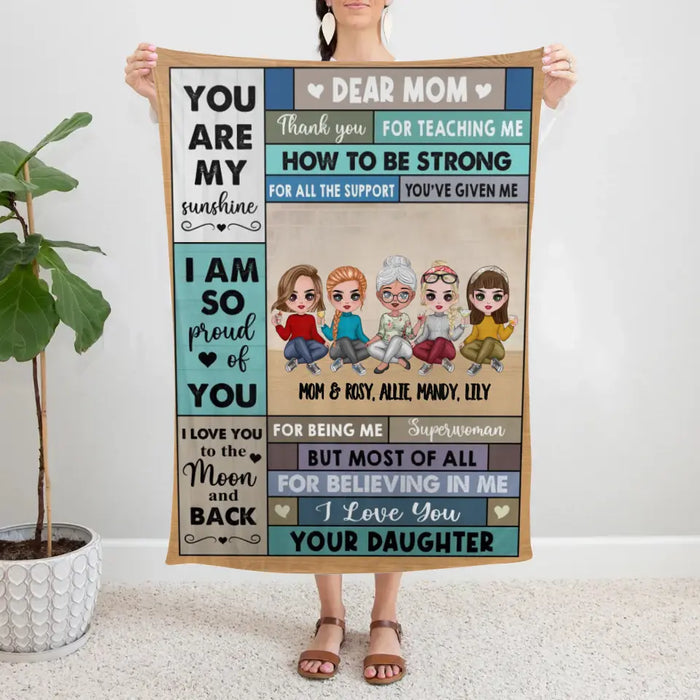 Dear Mom, Thank You for Teaching Me How to Be Strong - Personalized Gifts Custom Blanket for Mom