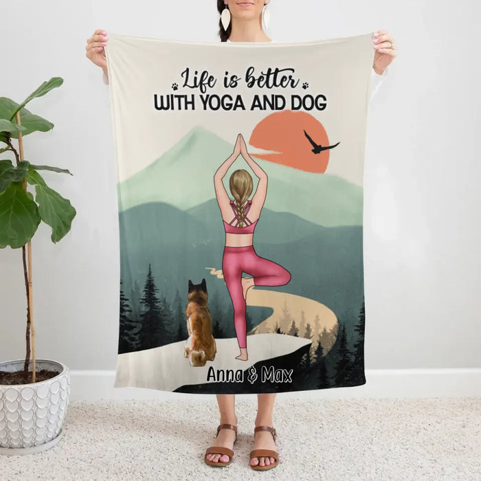 All I Need Is Love And Yoga And My Dogs - Personalized Blanket For Her, For Dog Mom, Yoga