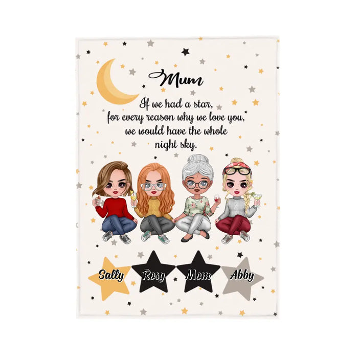 Up To 3 Daughters Mom If We Had A Star For A Reason We Love You - Custom Blanket For Her, Mom
